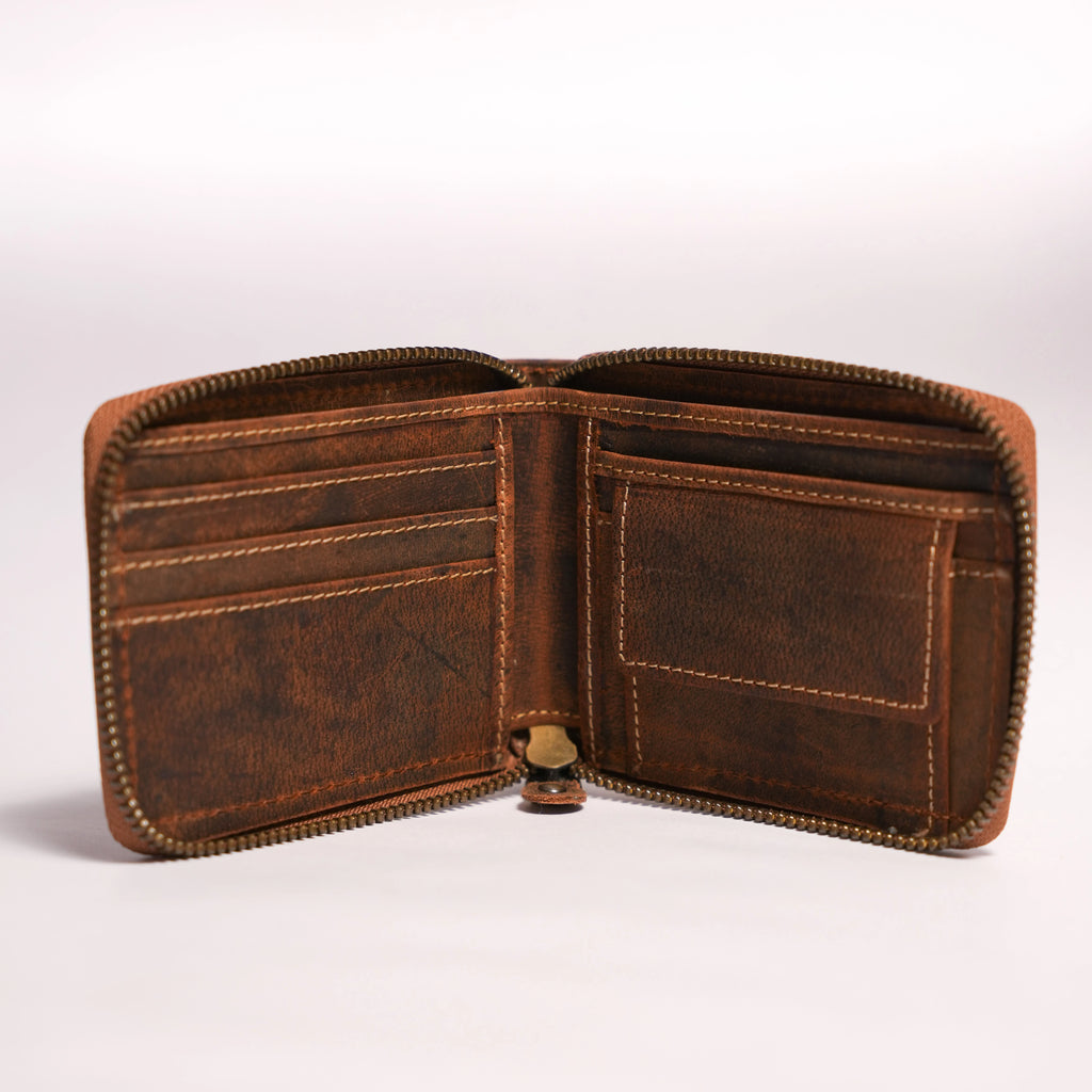 Ellis Zipper Wallet / Rust Brown