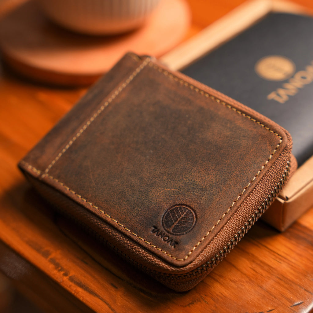 Ellis Zipper Wallet / Rust Brown