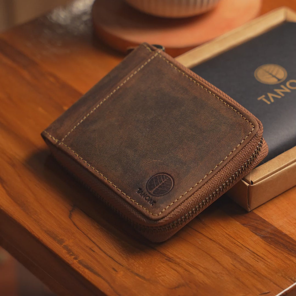 Ellis Zipper Wallet / Rust Brown